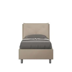 Lit coffre rembourré en simili cuir gris tourterelle Appia 80x210