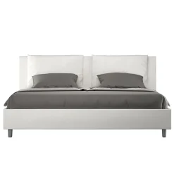 Lit coffre rembourré en simili cuir blanc Antea 200x200