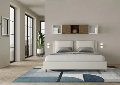 Lit coffre rembourré simili cuir blanc Antea 180x190