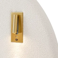 Lit coffre rembourré 180x200 cm - Avec USB et lampe de lecture - Tête de lit rembourrée - Tissu bouclé - Blanc (sans matelas)