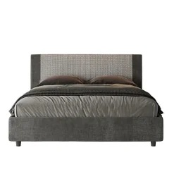 Lit coffre rembourré 160x190 en tissu Labirinto 02 gris Rosal