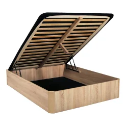 LIT COFFRE SPIRO 140x190cm + 1 SOMMIER / Décor Chêne Blanchi