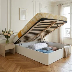 LIT COFFRE SPIRO 140x190cm + 1 SOMMIER / BLANC