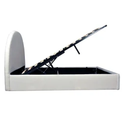 LIT COFFRE TISSU BOUCLETTE 160x200 SHERPA + SOMMIER / Blanc