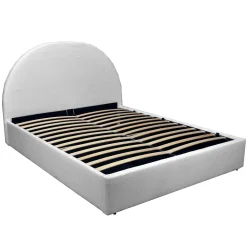 LIT COFFRE TISSU BOUCLETTE 160x200 SHERPA + SOMMIER / Blanc