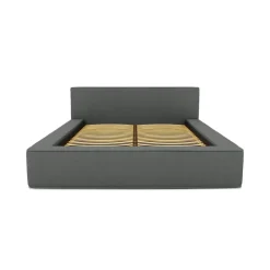 Lit coffre VELORA Ardoise bouclé 180x200 cm Tissu velours doux Sommier relevable Rangement intégré