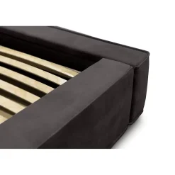 Lit coffre VELORA Gris anthracite 160x200 cm Tissu velours doux Sommier relevable Rangement intégré