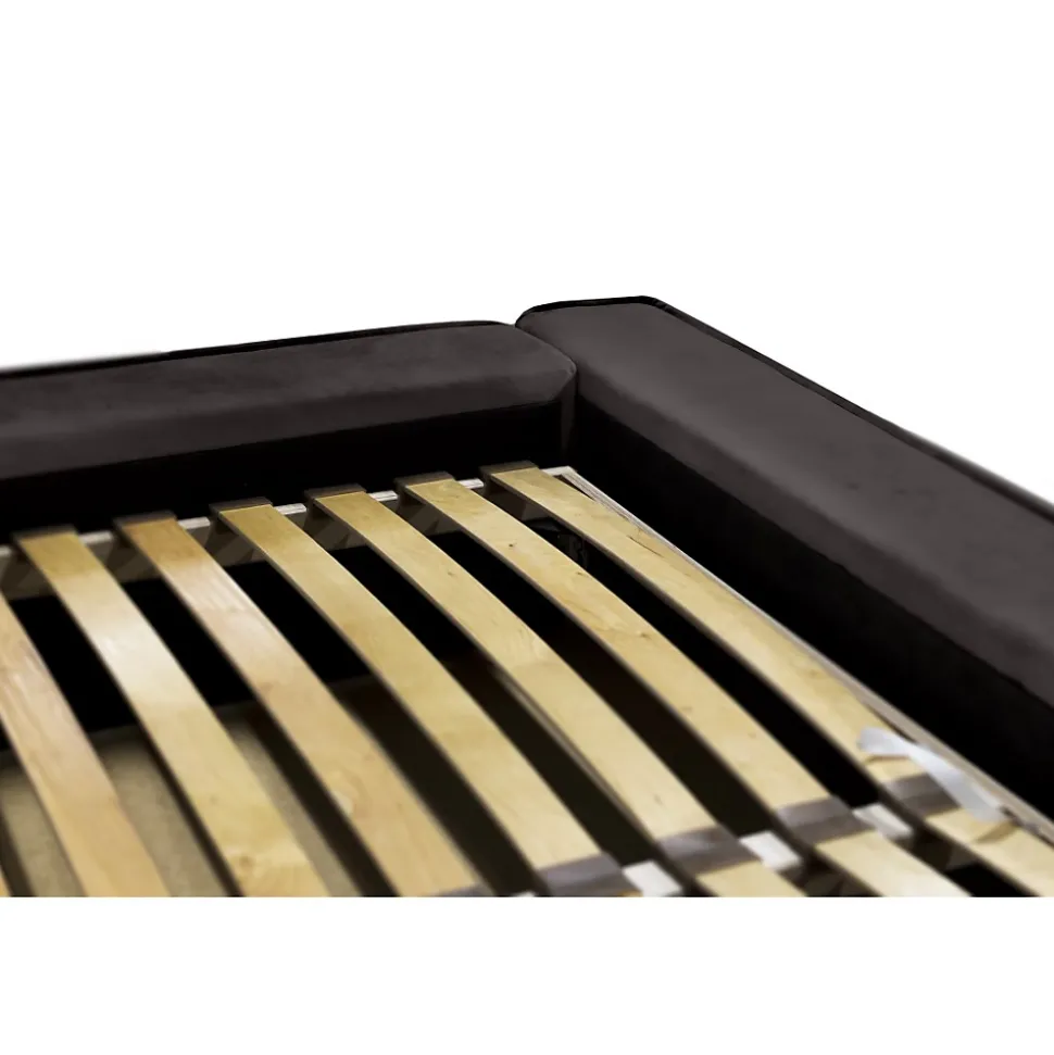 Lit coffre VELORA Gris anthracite 160x200 cm Tissu velours doux Sommier relevable Rangement intégré