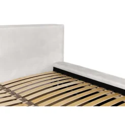 Lit coffre VELORA Sable 140x200 cm Tissu velours doux Sommier relevable Rangement intégré