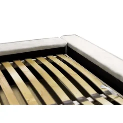 Lit coffre VELORA Sable 140x200 cm Tissu velours doux Sommier relevable Rangement intégré