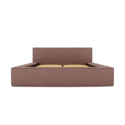 Lit coffre VELORA Terre-cuite bouclé 160x200 cm Tissu velours doux Sommier relevable Rangement intégré