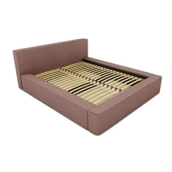 Lit coffre VELORA Terre-cuite bouclé 160x200 cm Tissu velours doux Sommier relevable Rangement intégré