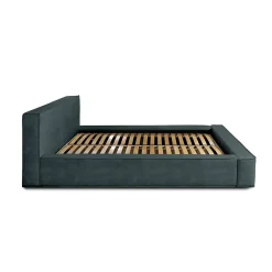 Lit coffre VELORA Vert émeraude 180x200 cm Tissu velours doux Sommier relevable Rangement intégré