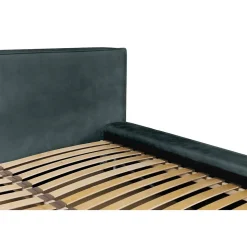 Lit coffre VELORA Vert émeraude 180x200 cm Tissu velours doux Sommier relevable Rangement intégré