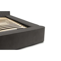 Lit coffre VERNON Tissu chenille bouclé Anthracite profond 140x200 cm Sommier relevable Design haut de gamme