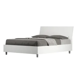 Lit coffre 140x200 avec tête de lit inclinée en frêne blanc Demas