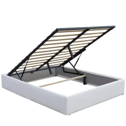 Lit coffre 180x200 cm - dehoussable blanc - montage rapide - revetement facile entretien - rangement optimise - design moderne