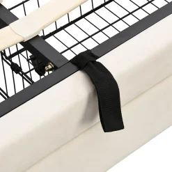 Lit coffre 180x200 cm - Lit coffre hydraulique avec 2 tiroirs et sommier à lattes - Velours - Sans Matelas - Beige