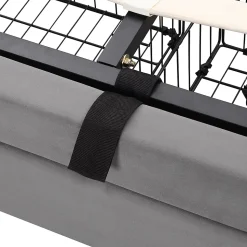 Lit coffre 180x200 cm - Lit coffre hydraulique avec 2 tiroirs et sommier à lattes - Velours - Sans Matelas - Gris