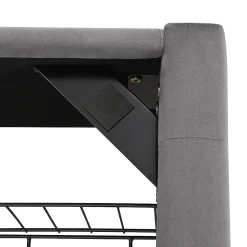 Lit coffre 140x200 cm - Lit coffre hydraulique avec 2 tiroirs et sommier à lattes en bois - Velours - Sans Matelas - Gris