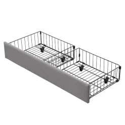 Lit coffre 140x200 cm - Lit coffre hydraulique avec 2 tiroirs et sommier à lattes en bois - Velours - Sans Matelas - Gris