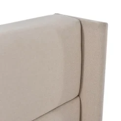 Lit coffre 160x200 cm - Lit double capitonné avec sommier à lattes - Lin - Matelas Inclus - Beige