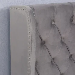 Lit coffre 140x190 cm - Lit double avec sommier à lattes et coffre hydraulique - Capitonné Velours - Sans Matelas - Gris