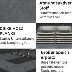 Lit Coffre 140x200 cm - Lit Double pour Adulte/Ado avec Système Hydraulique, Sans Matelas, en Velours Hollandais Gris