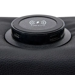 Lit Coffre 140x200 cm - Lit Double Capitonné avec Port USB et Éclairage LED - Similicuir - Noir - Sans Matelas