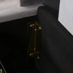 Lit coffre 160x200 cm - Lit double avec sommier à lattes et coffre hydraulique - Velours - Sans Matelas - Gris