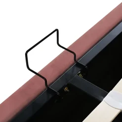 Lit coffre 140x200 cm - Lit double avec tête de lit fleur réglable - Velours + Métal + MDF - Sans matelas - Rose