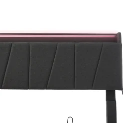 Lit Coffre 160x200 cm - Lit Double Rembourré - Tête de Lit avec Rangement - Lin - Sans Matelas - Gris