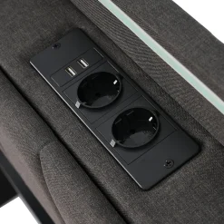 Lit Coffre 160x200 cm - Lit Double Rembourré - Tête de Lit avec Rangement - Lin - Sans Matelas - Gris