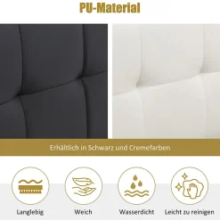 Lit Coffre 90x200 cm - Lit Simple Capitonné avec Tête de Lit et Rangement Caché - PU - Sans Matelas - Blanc