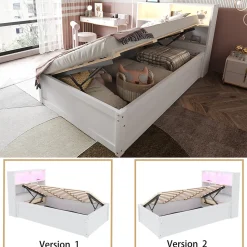 Lit Coffre 90x200 cm - Lit Simple avec Rangement, Tiroirs et Prises USB, Bois de Pin et MDF, Blanc - Sans Matelas