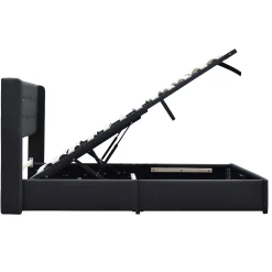 Lit coffre 140x200 cm - tete de lit capitonnee - montage rapide et facile - confort optimal - - style moderne