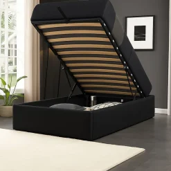 Lit coffre 90x200 cm avec pieds et 12 lattes - montage rapide et facile - design contemporain - espace de rangement optimal -