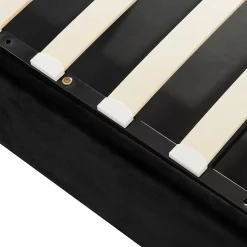 Lit Coffre 140x200 cm avec Rangement, Lit Double Adulte avec Tête Réglable et Sommier en Velours - Noir, Sans Matelas