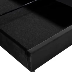 Lit Coffre 140x200 cm avec Rangement, Lit Double Adulte avec Tête Réglable et Sommier en Velours - Noir, Sans Matelas