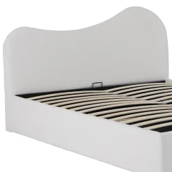 LIT COFFRE 140x190 CM COCOON+ SOMMIER / Tissu Bouclette Blanc