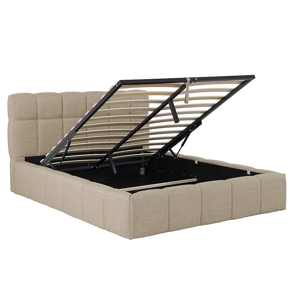 Lit coffre 160x200 cm ELIAS + sommier / Beige