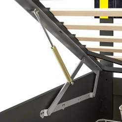 Lit Coffre 160x200 Cm En Velours - Avec LED Et Sommier à Lattes - Lit Double De Rangement - Noir