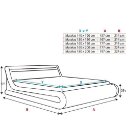 Lit coffre 160x200 PARISINA Design Ameublement blanc noir similicuir LED
