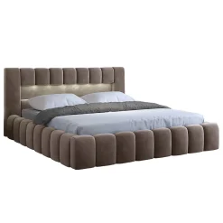 Lit coffre 160x200 sommier inclus Auria Velours Marron