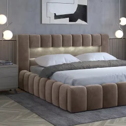 Lit coffre 160x200 sommier inclus Auria Velours Marron