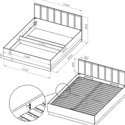 Lit coffre 160x200 sommier inclus Solal Bois et Noir
