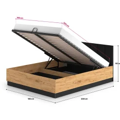 Lit coffre 160x200 sommier inclus Solal Bois et Noir