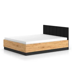 Lit coffre 160x200 sommier inclus Solal Bois et Noir