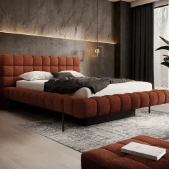 Lit coffre 180x200 sommier inclus Ezio Brique