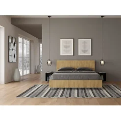 Lit coffre 160x190 tête de lit droite Demas chêne